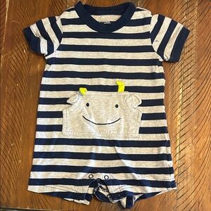 Carter's Navy and Gray Striped Bodysuit 6-9M